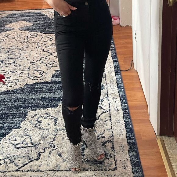 Topshop moto leigh black ripped jeans - Picture 1 of 8